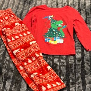 Red Dinosaur Christmas Kids Pajamas